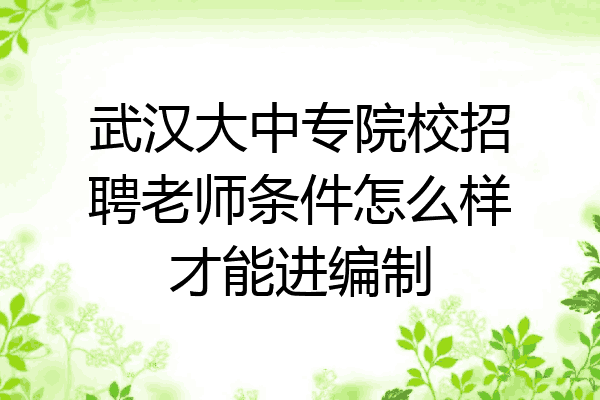 武汉大中专院校招聘老师条件怎么样才能进编制