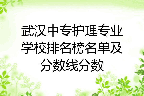 武汉中专护理专业学校排名榜名单及分数线分数