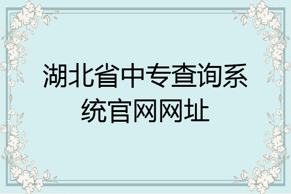 湖北省中专查询系统官网网址