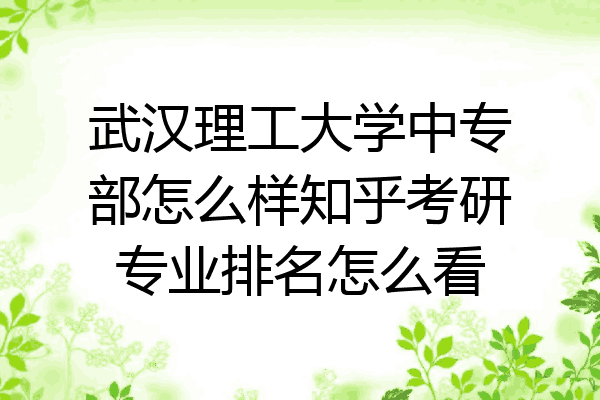 武汉理工大学中专部怎么样知乎考研专业排名怎么看