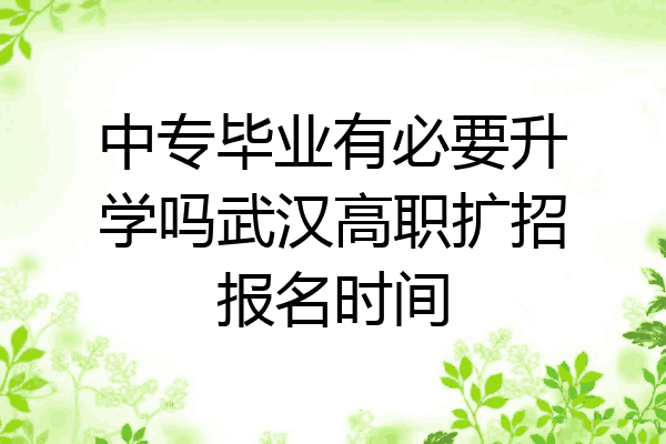 中专毕业有必要升学吗武汉高职扩招报名时间