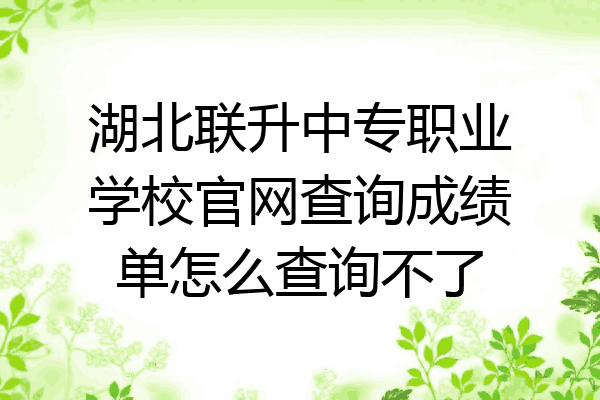 湖北联升中专职业学校官网查询成绩单怎么查询不了