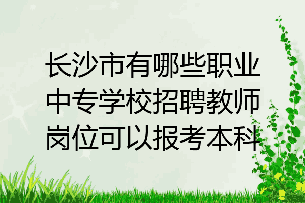 长沙市有哪些职业中专学校招聘教师岗位可以报考本科