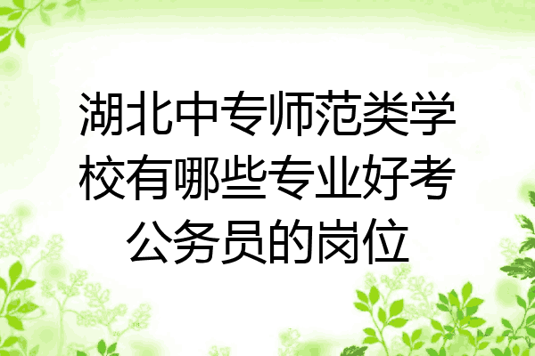 湖北中专师范类学校有哪些专业好考公务员的岗位