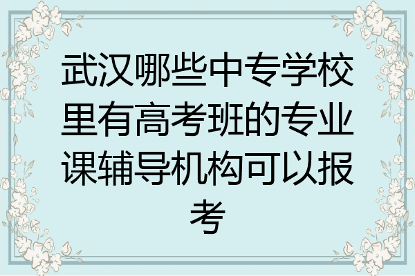 武汉哪些中专学校里有高考班的专业课辅导机构可以报考