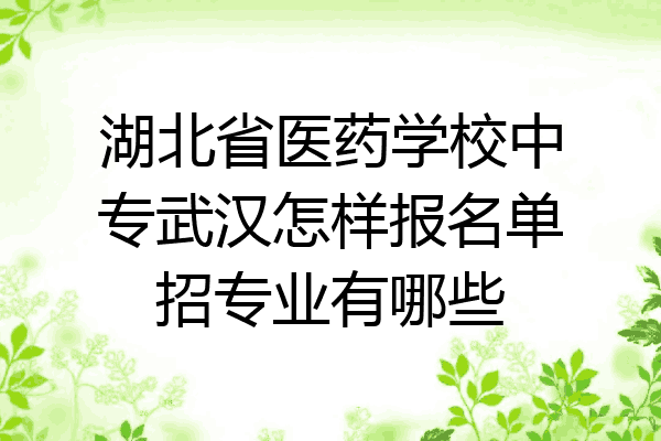 湖北省医药学校中专武汉怎样报名单招专业有哪些