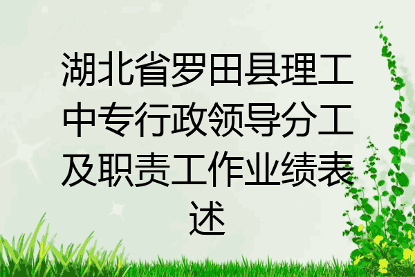 湖北省罗田县理工中专行政领导分工及职责工作业绩表述