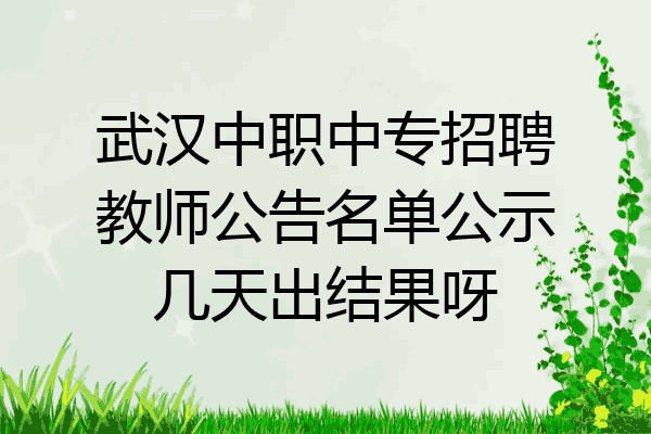 武汉中职中专招聘教师公告名单公示几天出结果呀