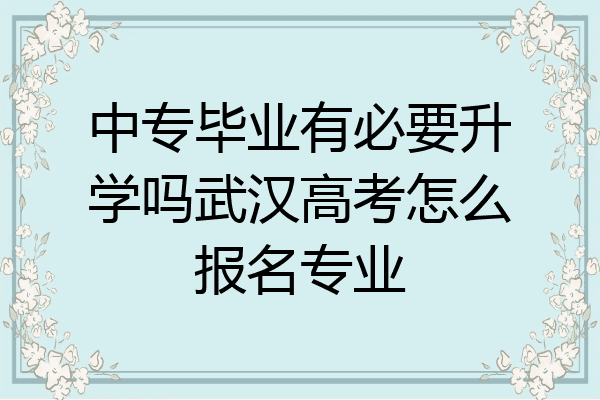 中专毕业有必要升学吗武汉高考怎么报名专业