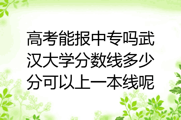 高考能报中专吗武汉大学分数线多少分可以上一本线呢