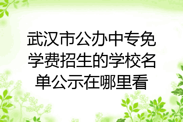 武汉市公办中专免学费招生的学校名单公示在哪里看