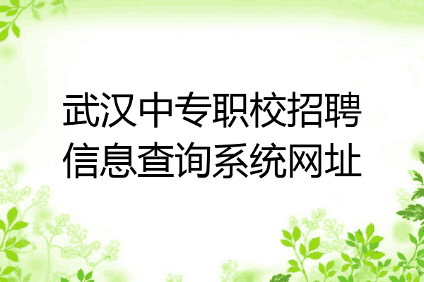 武汉中专职校招聘信息查询系统网址