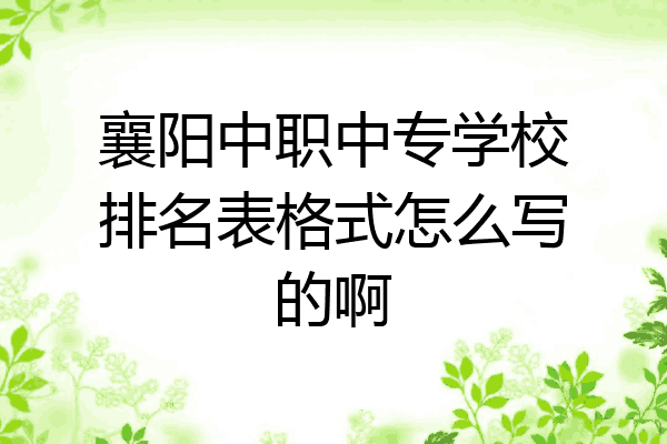 襄阳中职中专学校排名表格式怎么写的啊