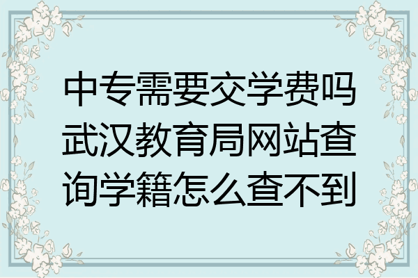 中专需要交学费吗武汉教育局网站查询学籍怎么查不到