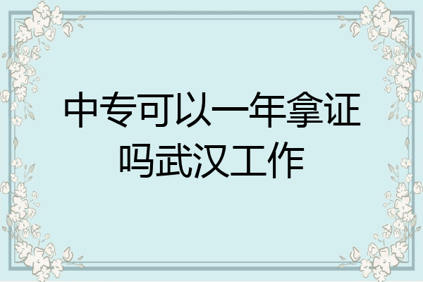 中专可以一年拿证吗武汉工作