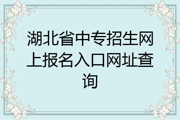 湖北省中专招生网上报名入口网址查询