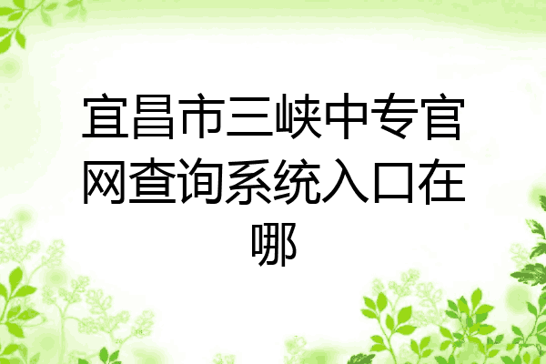 宜昌市三峡中专官网查询系统入口在哪