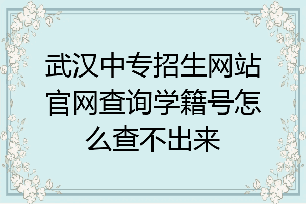 武汉中专招生网站官网查询学籍号怎么查不出来