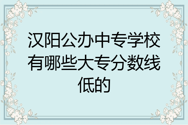 汉阳公办中专学校有哪些大专分数线低的