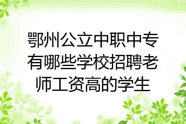 鄂州公立中职中专有哪些学校招聘老师工资高的学生