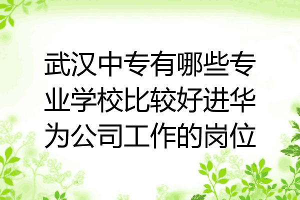 武汉中专有哪些专业学校比较好进华为公司工作的岗位
