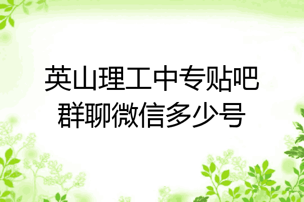 英山理工中专贴吧群聊微信多少号