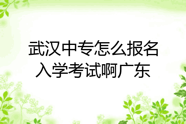 武汉中专怎么报名入学考试啊广东