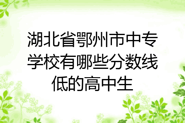 湖北省鄂州市中专学校有哪些分数线低的高中生