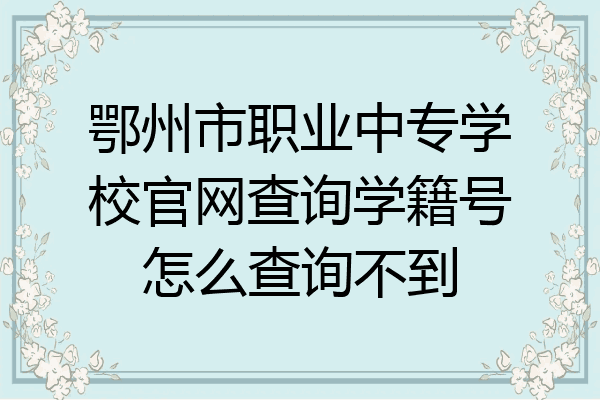 鄂州市职业中专学校官网查询学籍号怎么查询不到