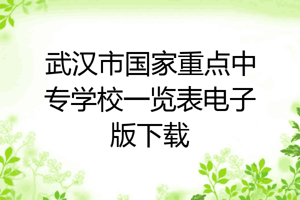 武汉市国家重点中专学校一览表电子版下载