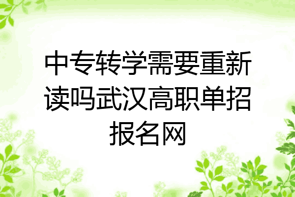 中专转学需要重新读吗武汉高职单招报名网