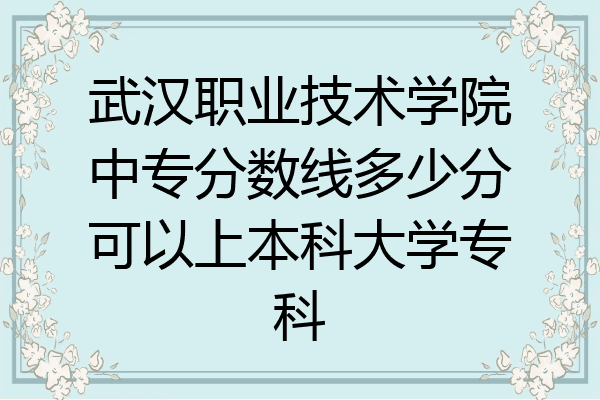 武汉职业技术学院中专分数线多少分可以上本科大学专科