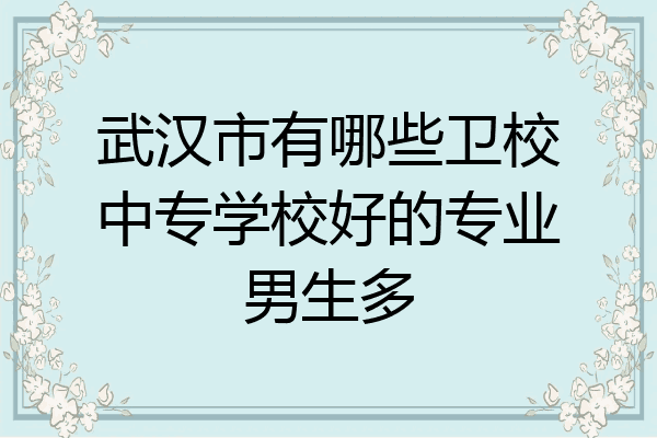 武汉市有哪些卫校中专学校好的专业男生多
