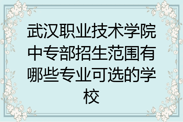 武汉职业技术学院中专部招生范围有哪些专业可选的学校