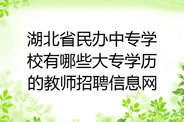 湖北省民办中专学校有哪些大专学历的教师招聘信息网