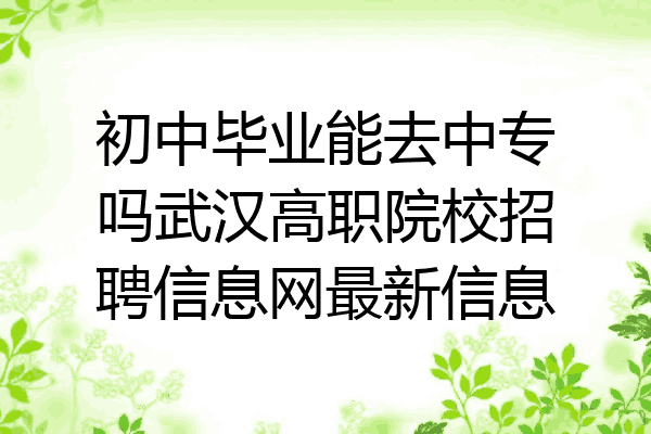 初中毕业能去中专吗武汉高职院校招聘信息网最新信息