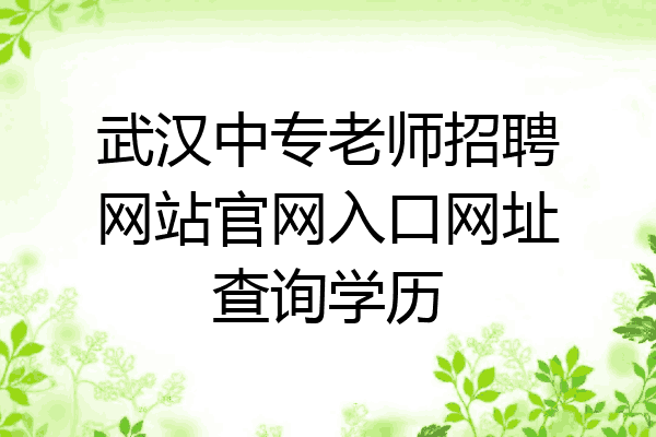 武汉中专老师招聘网站官网入口网址查询学历