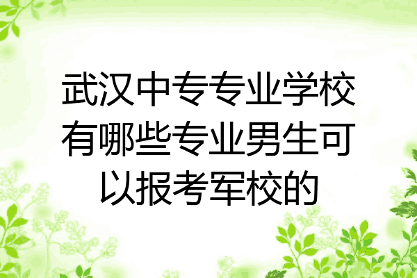 武汉中专专业学校有哪些专业男生可以报考军校的