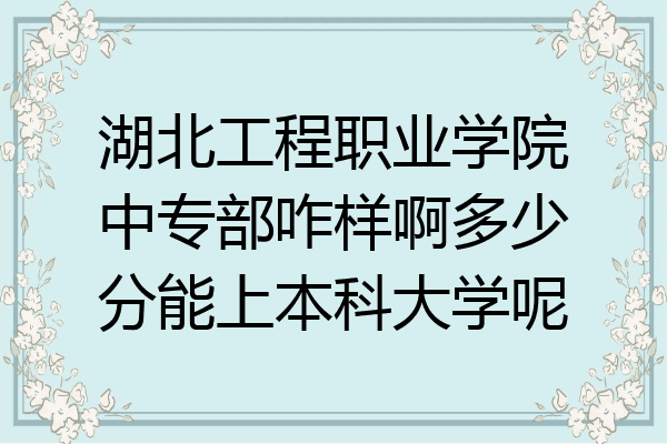 湖北工程职业学院中专部咋样啊多少分能上本科大学呢