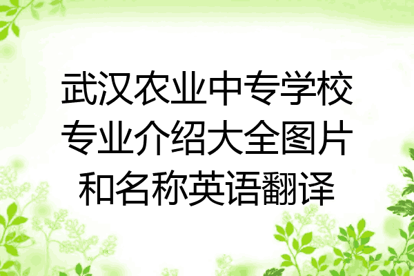 武汉农业中专学校专业介绍大全图片和名称英语翻译