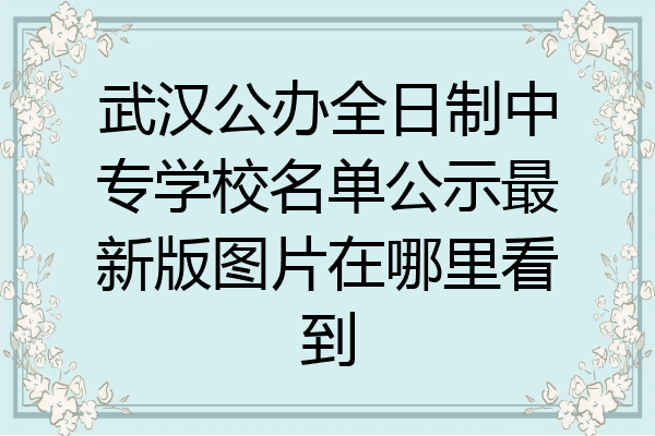 武汉公办全日制中专学校名单公示最新版图片在哪里看到