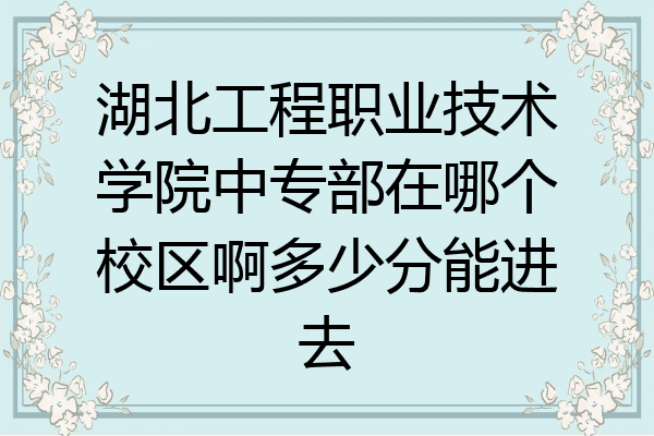 湖北工程职业技术学院中专部在哪个校区啊多少分能进去