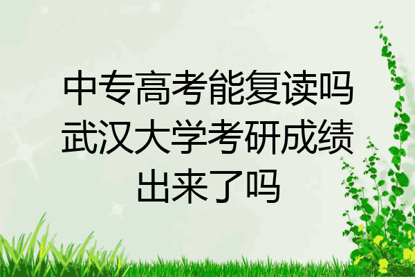 中专高考能复读吗武汉大学考研成绩出来了吗