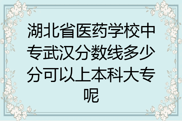 湖北省医药学校中专武汉分数线多少分可以上本科大专呢