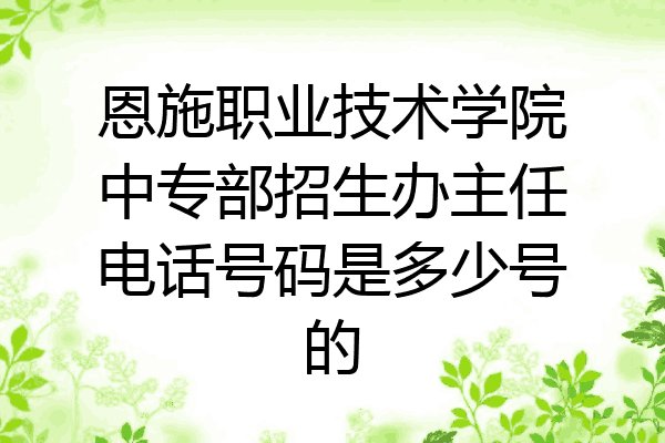 恩施职业技术学院中专部招生办主任电话号码是多少号的