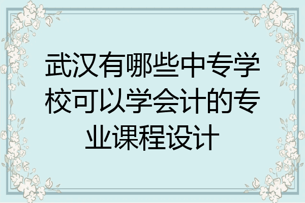 武汉有哪些中专学校可以学会计的专业课程设计