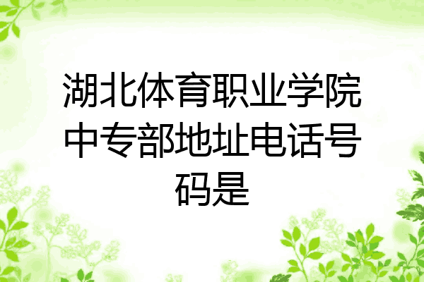湖北体育职业学院中专部地址电话号码是