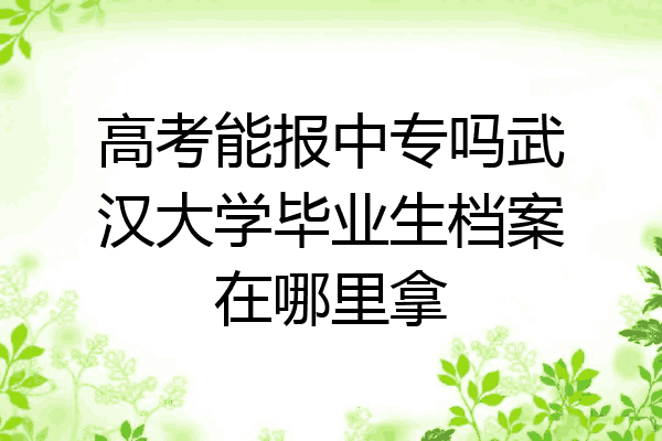 高考能报中专吗武汉大学毕业生档案在哪里拿