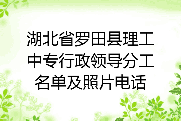 湖北省罗田县理工中专行政领导分工名单及照片电话