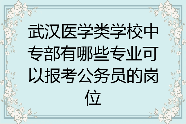 武汉医学类学校中专部有哪些专业可以报考公务员的岗位